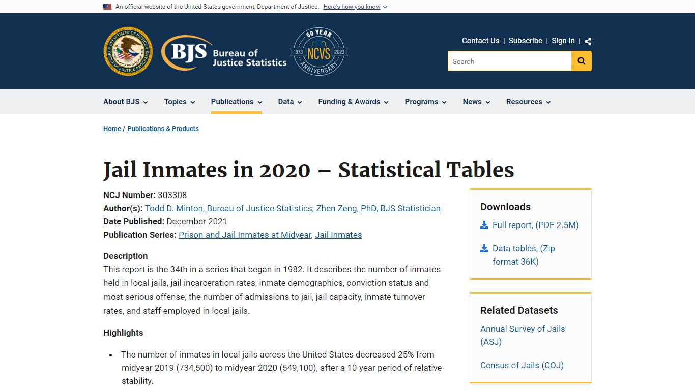 Jail Inmates in 2020 – Statistical Tables - Bureau of Justice Statistics